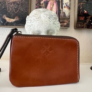 Patricia Nash Leather Wristlet Clutch – Cognac Brown‎